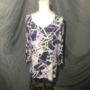 Chico's Geometric Black, White, and Purple Blouse